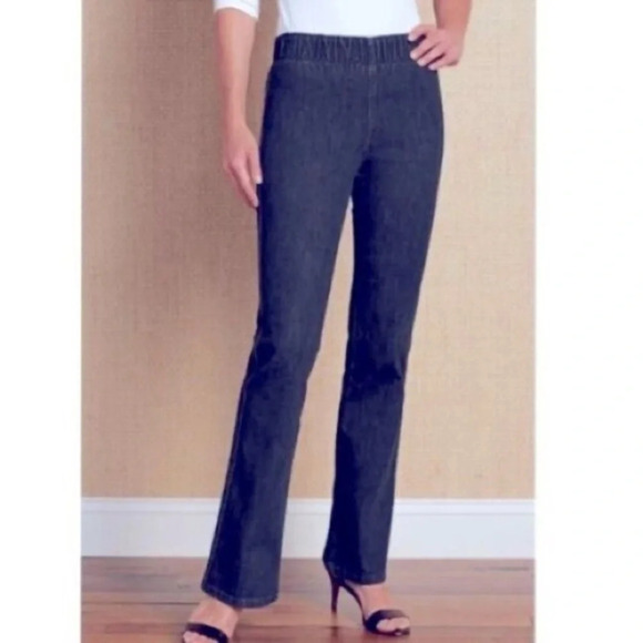 SOFT SURROUNDINGS Straight Leg Pull On Blue Denim Jeans  XS Petite Style 34954 - Picture 6 of 6